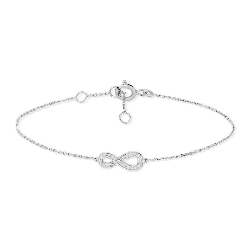 Bracelet or 375 blanc infini diamants 19 cm - vue 2