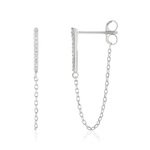 Boucles d'oreilles or blanc 375  pendants diamants - vue 1