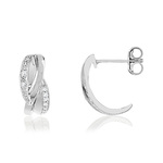 Boucles d'oreilles or blanc 375 diamants - vue 1