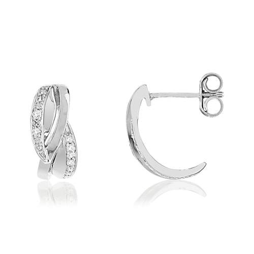 Boucles d'oreilles or blanc 375 diamants