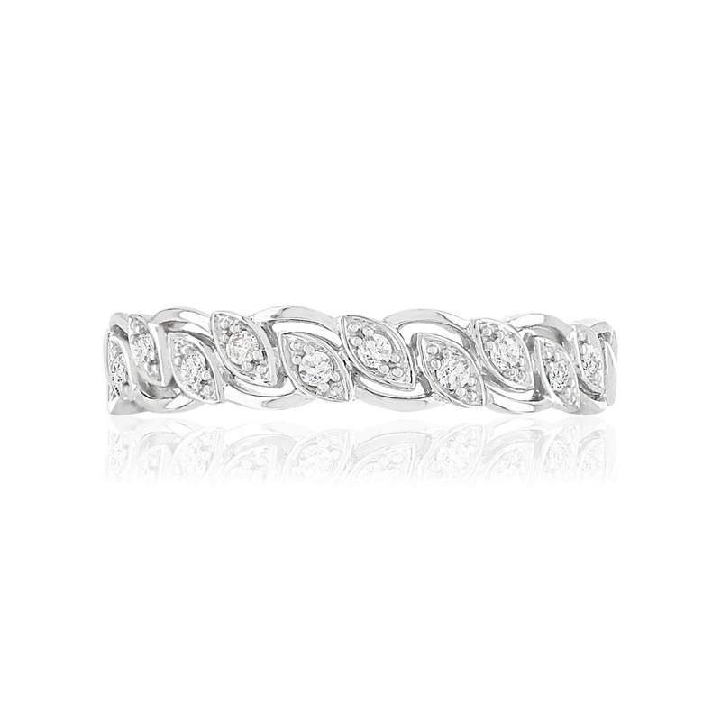 Bague or 375 blanc diamants - vue 3