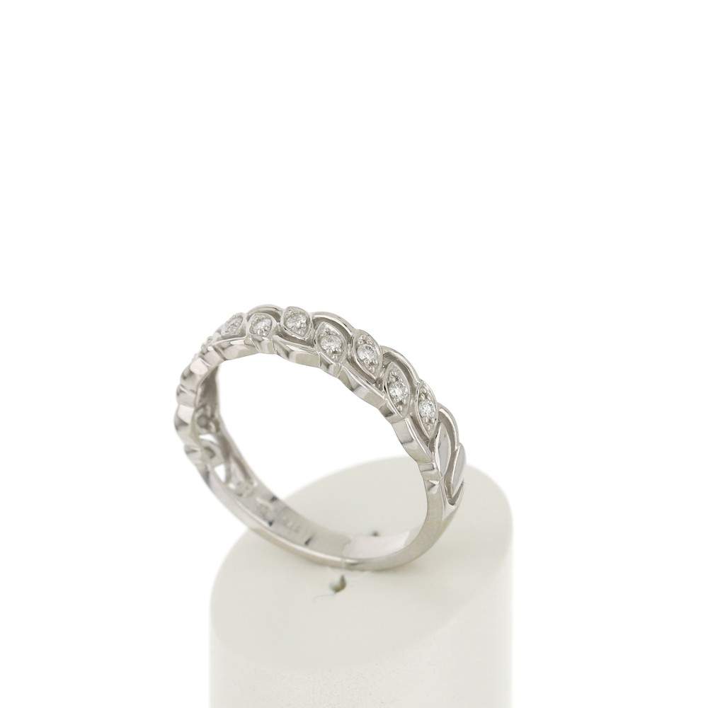 Bague or 375 blanc diamants - vue 3