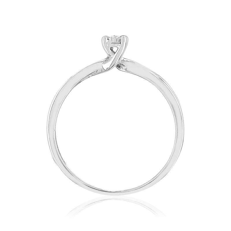 Bague or blanc 375 diamant - vue 2