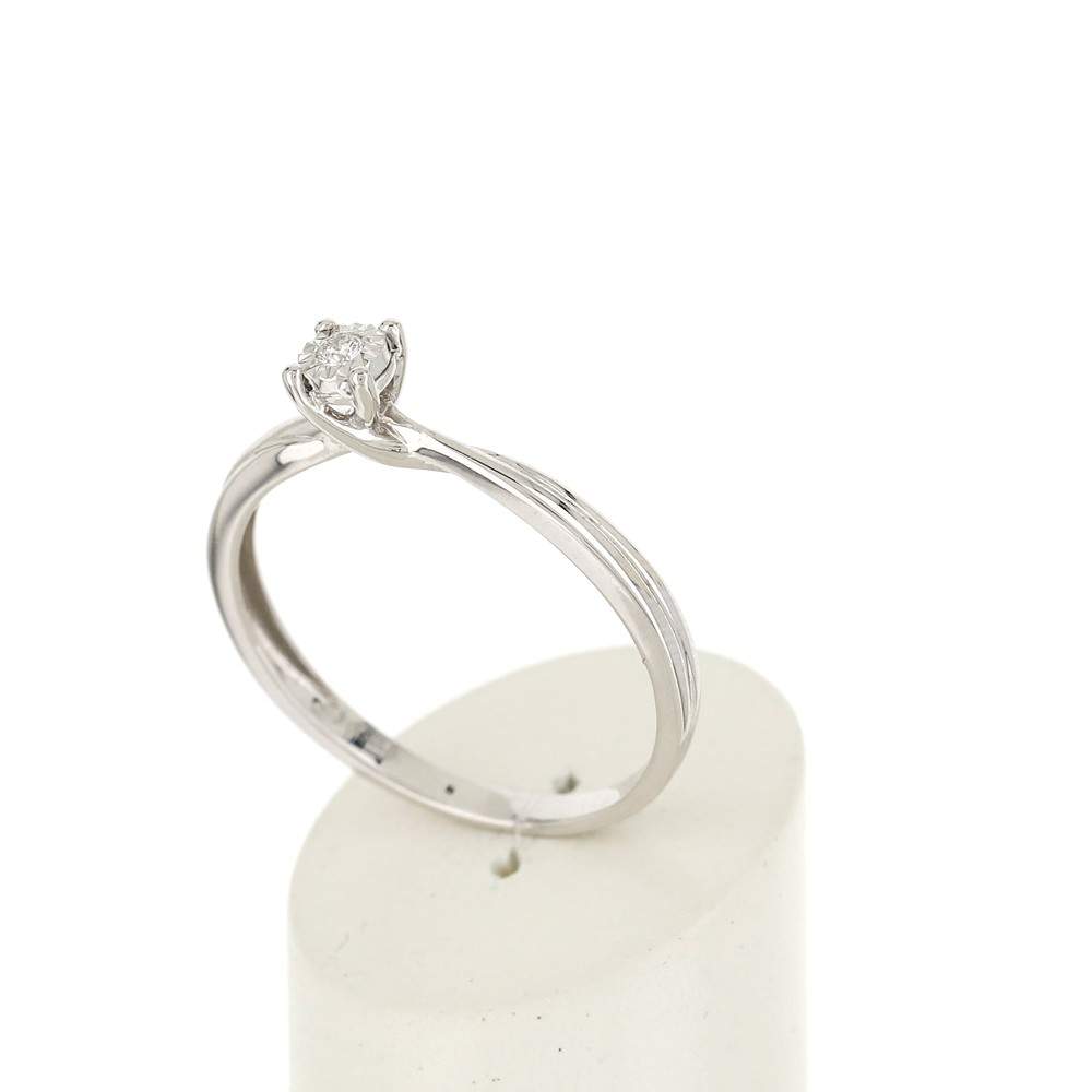 Bague or blanc 375 diamant - vue 3