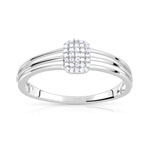 Bague or 375 blanc rectangulaire diamants - vue 1