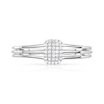 Bague or 375 blanc rectangulaire diamants - vue 3