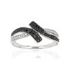 Bague or 375 blanc croisée diamants noirs traités et diamants blancs - vue V1