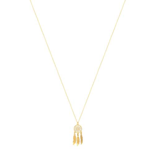 Yellow gold necklace 375 dream catcher 45 cm