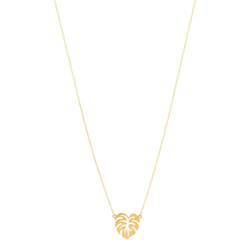 Collier or jaune 375 feuille tropicale 45 cm