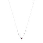Collier or 375 blanc coeurs rubis et diamants - vue 1
