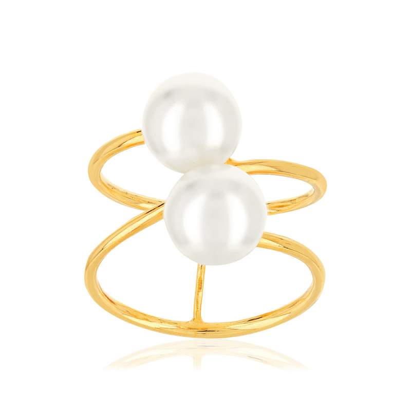 Bague or jaune 375 perles culture chine - vue 1