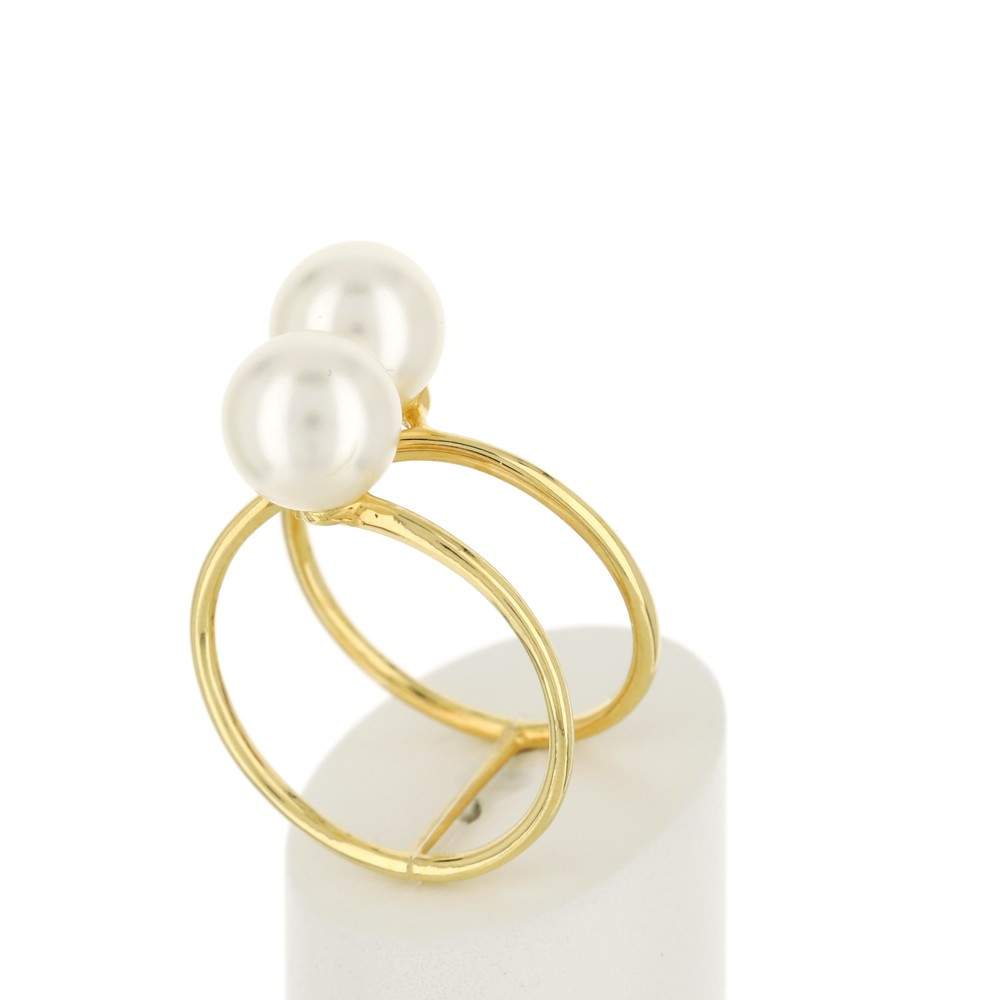 Bague or jaune 375 perles culture chine - vue 3