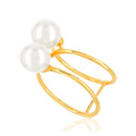 Bague or jaune 375 perles culture chine - vue D1