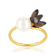 Bague or jaune 375 perle culture chine nacre