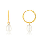 Créoles or jaune 375 perles de culture de Chine - vue 1