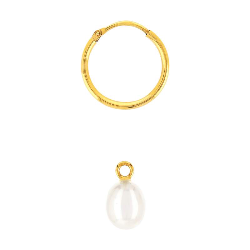 Créoles or jaune 375 perles de culture de Chine - vue 2
