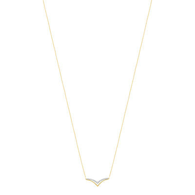 Collier or 375 2 tons 'V' diamants 42 cm - vue 1