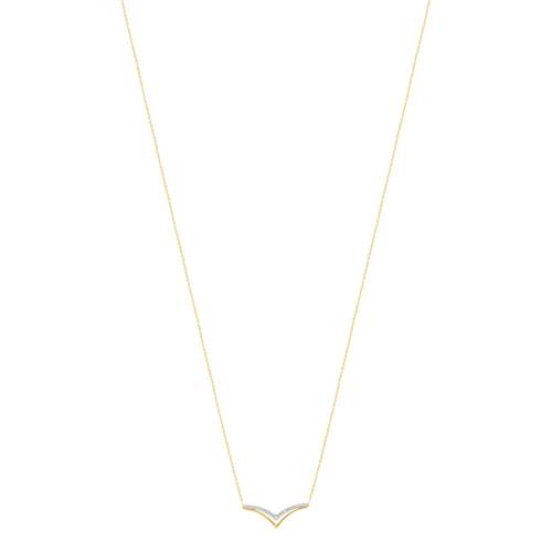 Collier or 375 2 tons "V" diamants 42 cm