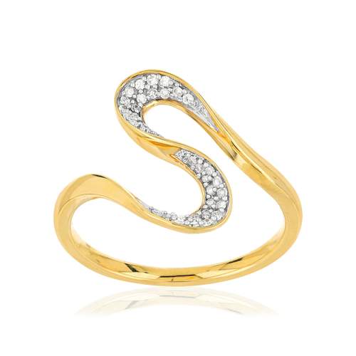 2-tone diamanten ring in 375 goud