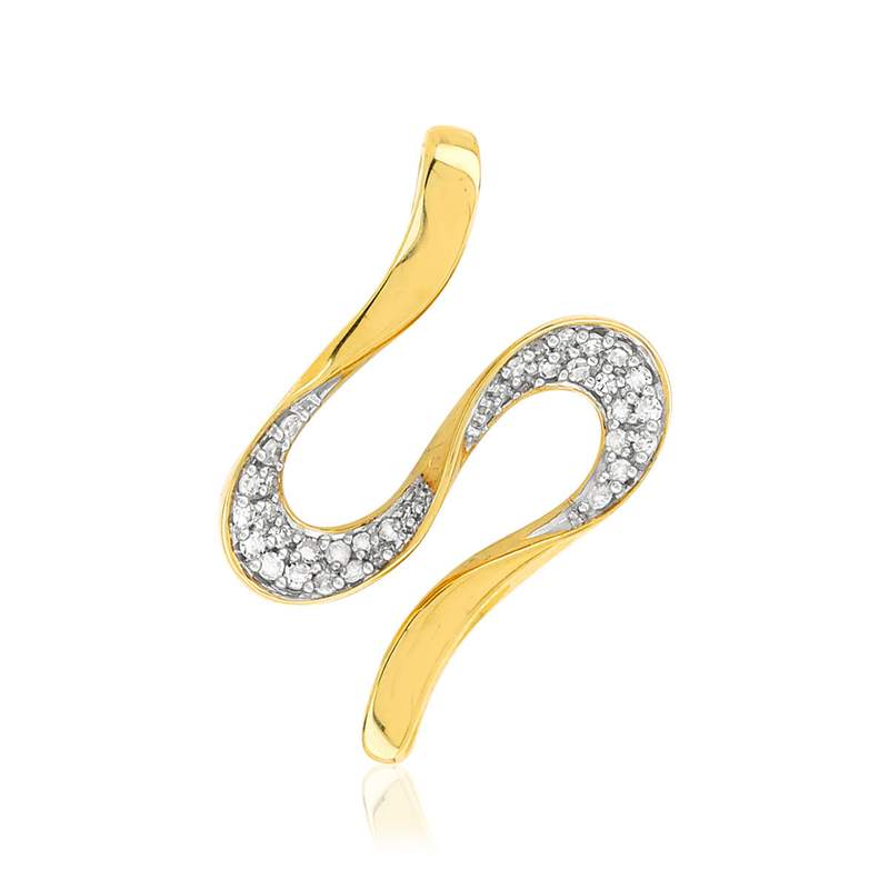 Pendentif or 375 2 tons diamant - vue 1