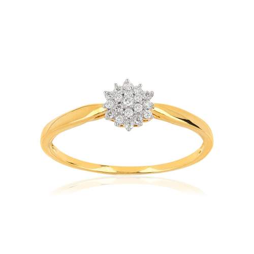 Gold ring 375 2-tone flower diamonds