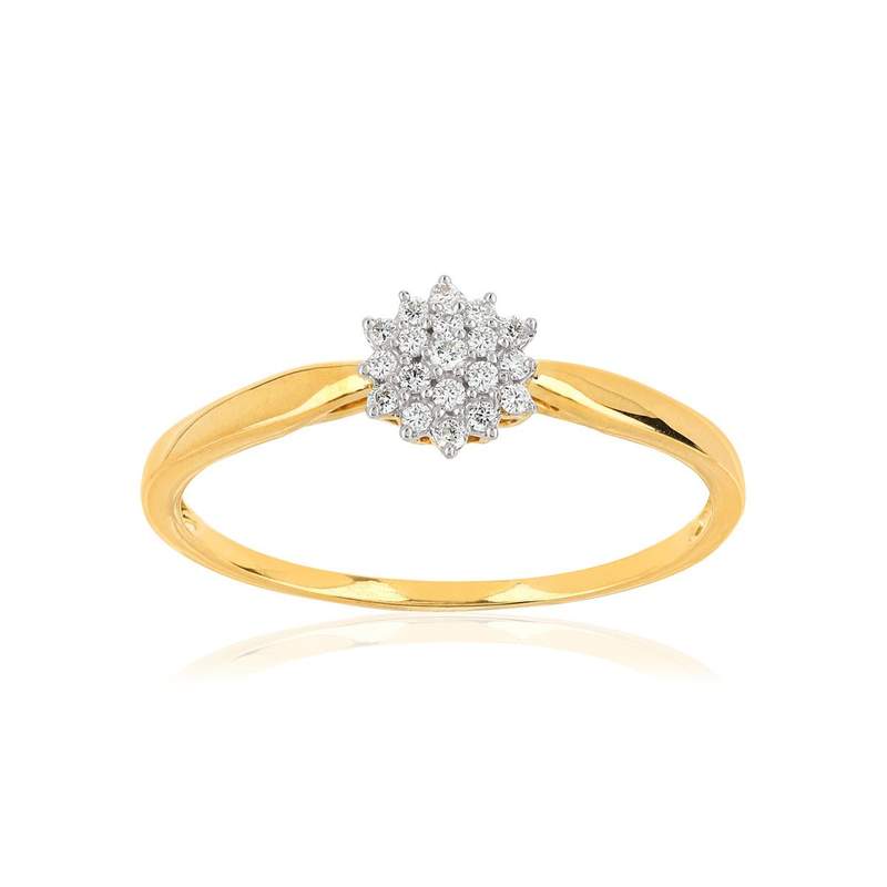 Bague or 375 2 tons fleur diamants - vue 1