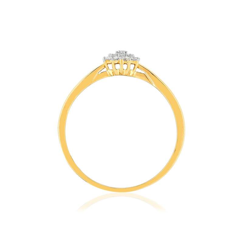 Bague or 375 2 tons fleur diamants - vue 2