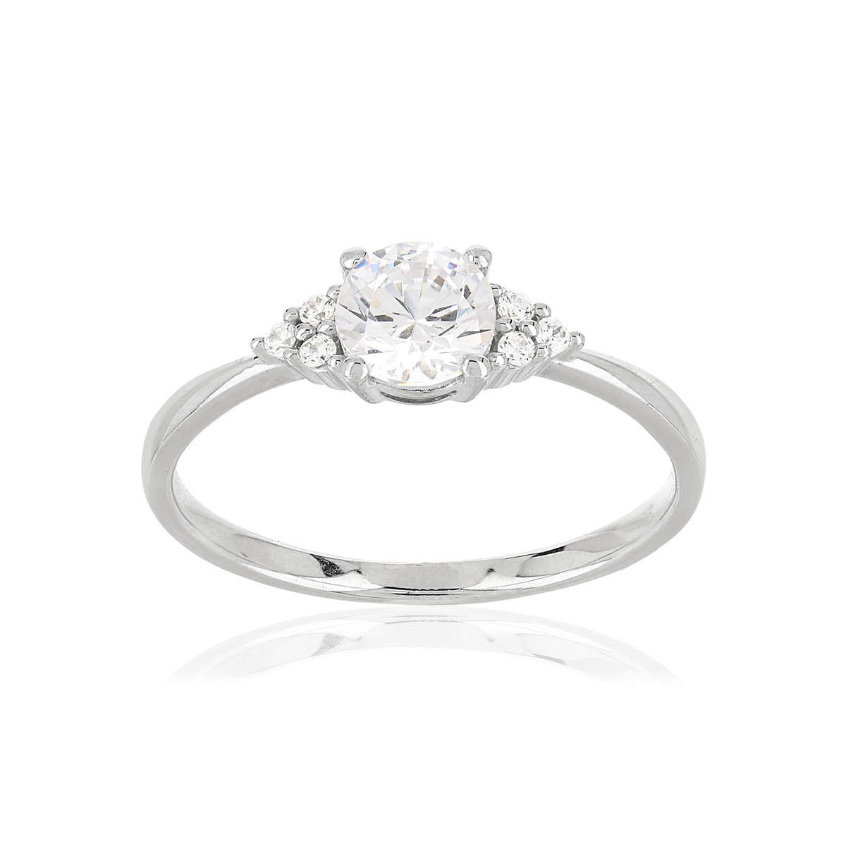 Bague or blanc 375 zirconia - vue V1