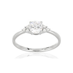 Bague or 375 blanc zirconias - vue 1