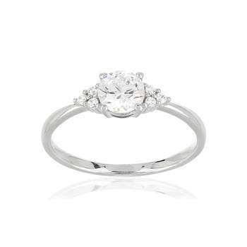 Bague or 375 blanc zirconias