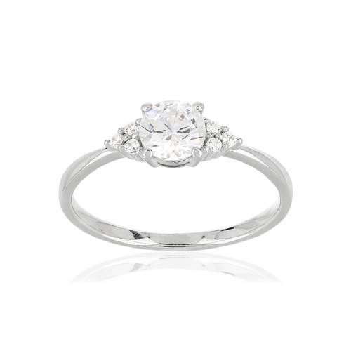 Bague or 375 blanc zirconias