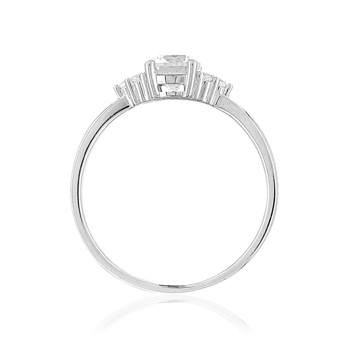 Bague or blanc 375 zirconia - vue V2