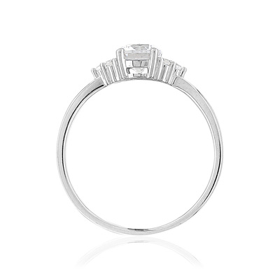 Bague or blanc 375 zirconia - vue V2