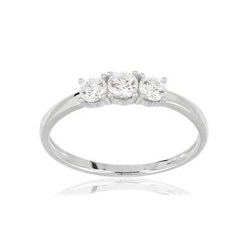 Bague or blanc 375 zirconia