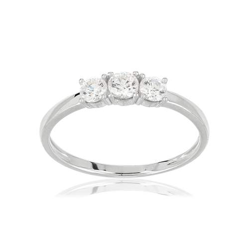 Bague or blanc 375 zirconia
