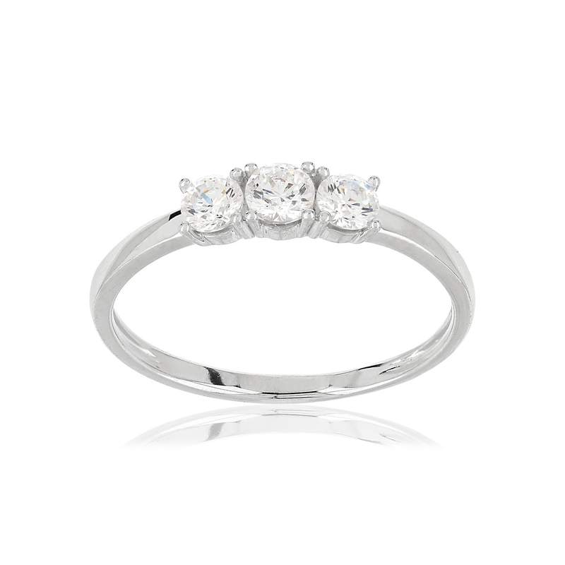 Bague or blanc 375 zirconia - vue 1