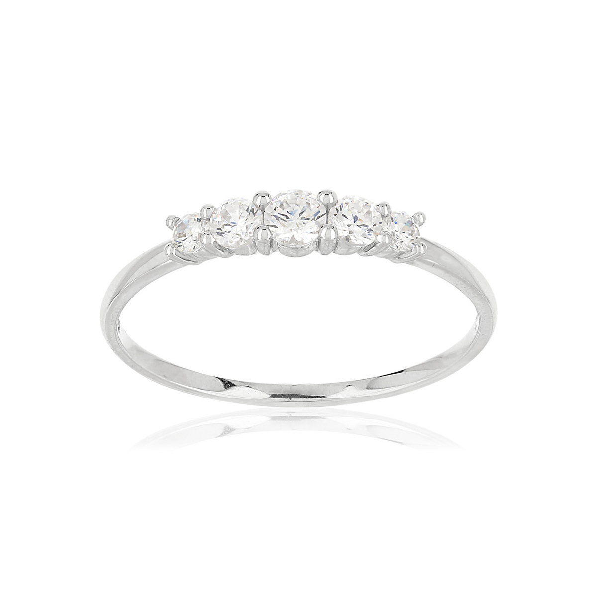 Bague or blanc 375 zirconia - vue V1