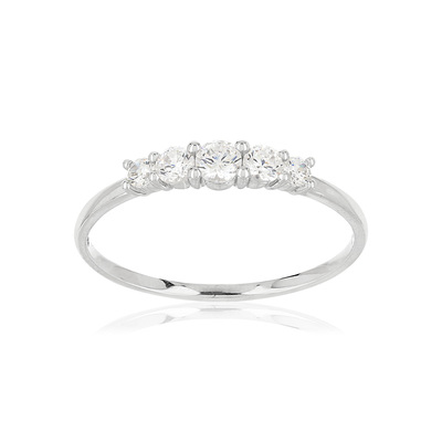 Bague or blanc 375 zirconia - vue V1