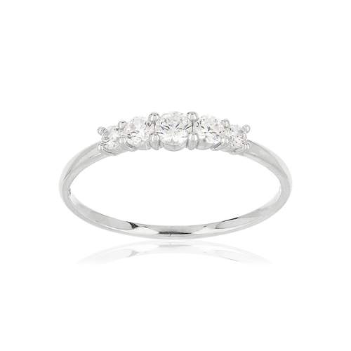 Ring 375 white gold 5 zirconias
