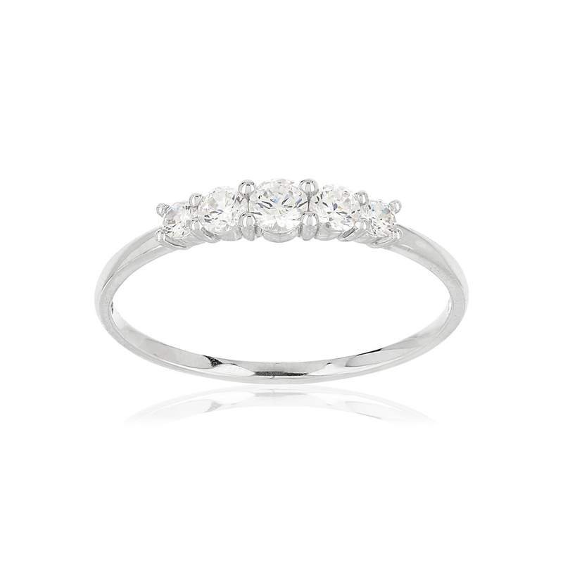 Bague or 375 blanc 5 zirconias - vue 1
