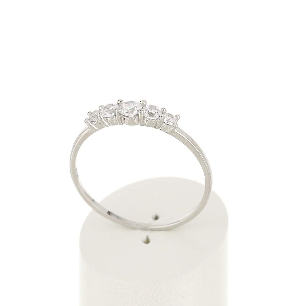 Bague or 375 blanc 5 zirconias - vue 2