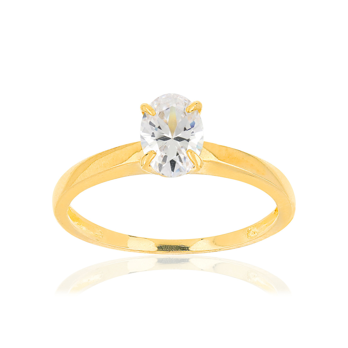 Bague or jaune 375 zirconia - vue V1