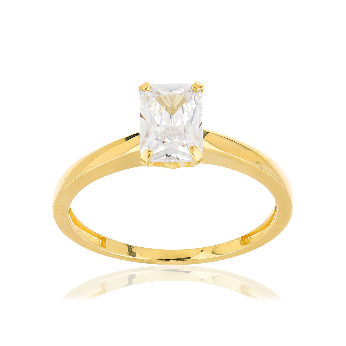 Bague or jaune 375 zirconia - vue V1