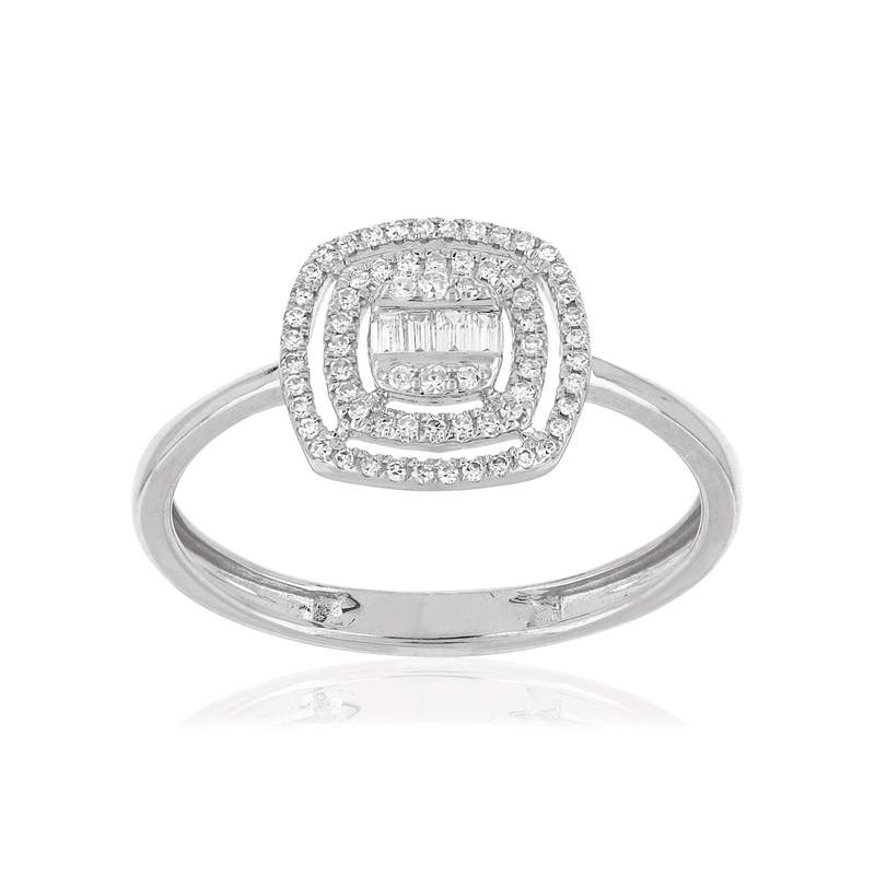 Bague or blanc 375 diamants - vue 1