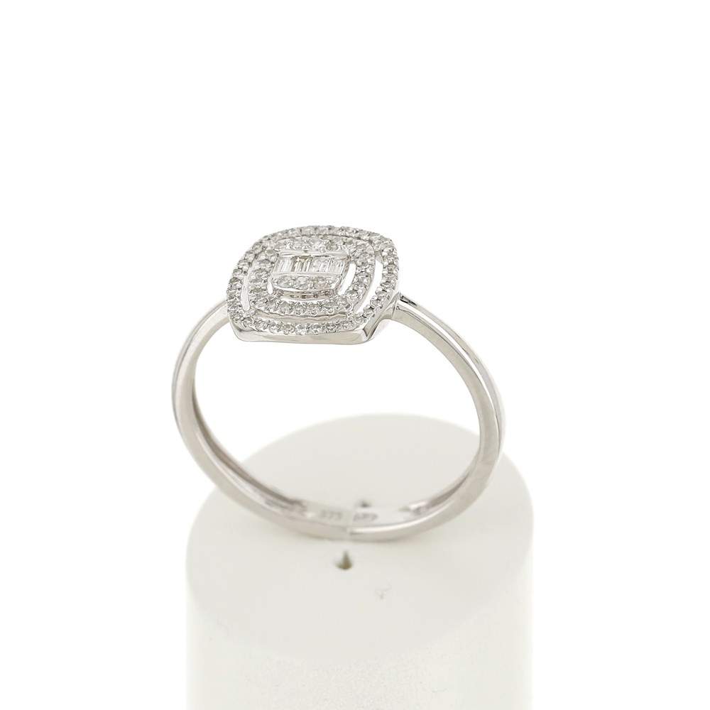 Bague or blanc 375 diamants - vue 2