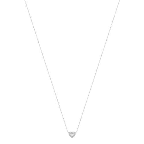 Collier or 375 blanc coeur diamant 45 cm