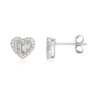 Boucles d'oreilles or blanc 375 diamant