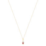 Collier or 375 2 tons rubis taille poire et diamants 45 cm - vue 1
