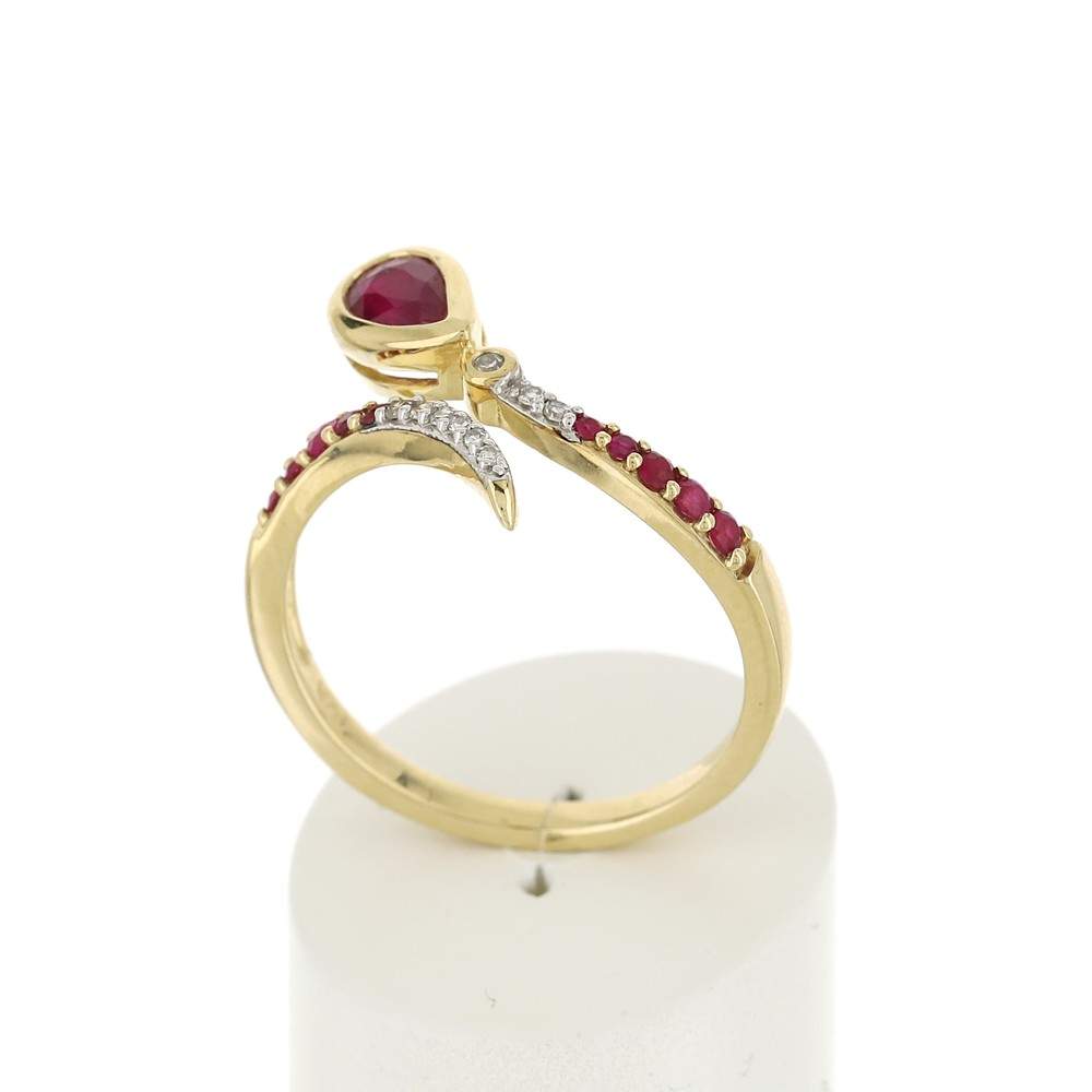 Bague or 375 2 tons rubis diamants - vue 2