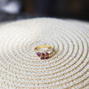 Bague or 375 2 tons feuillage rubis et diamants - vue VD3